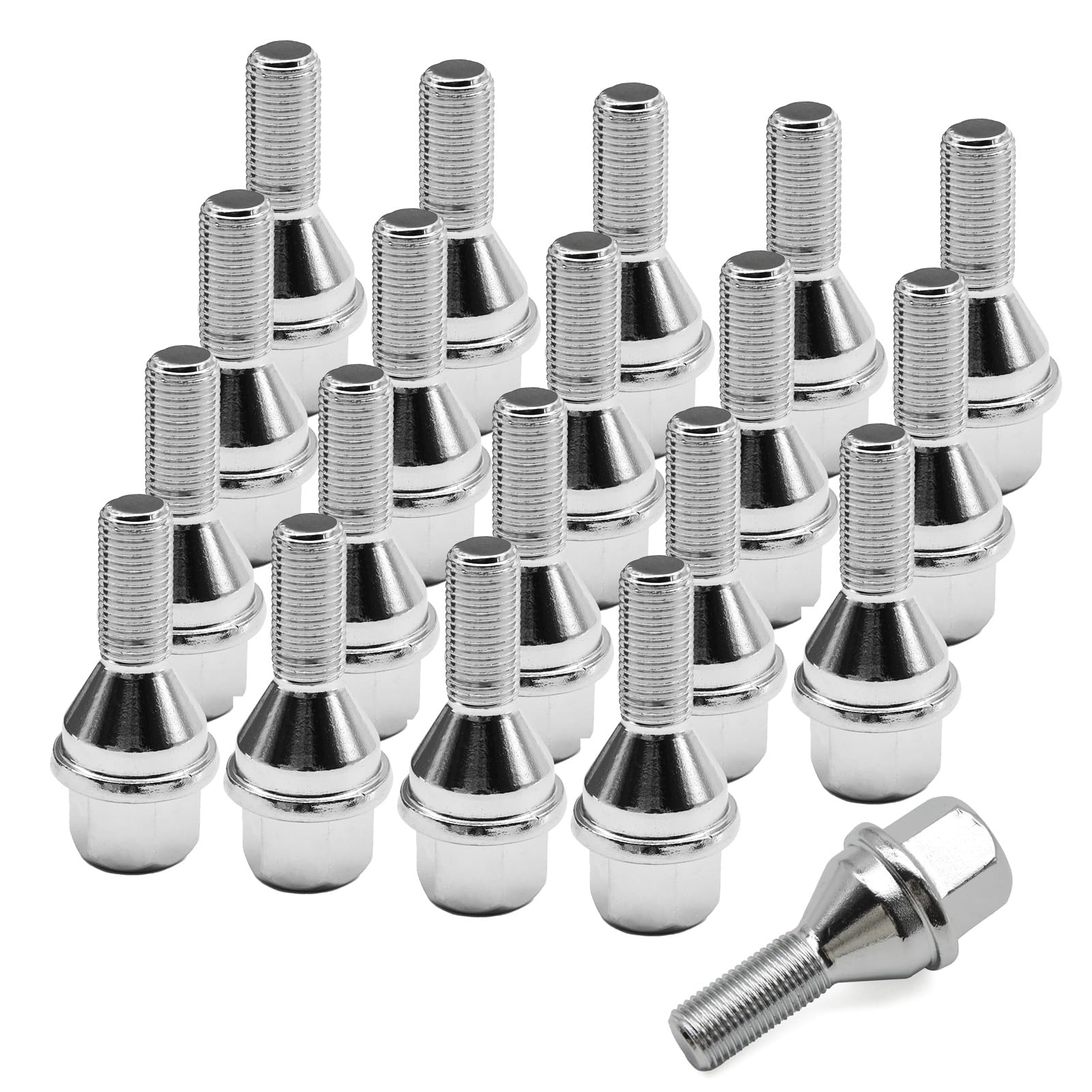 HEDORANCE 611-005 20pcs M12x1.25 Chrome Wheel Lug Nut Bolts 19mm